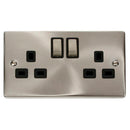 Click Satin Chrome 13A 2 Gang Double Socket - VPSC536BK