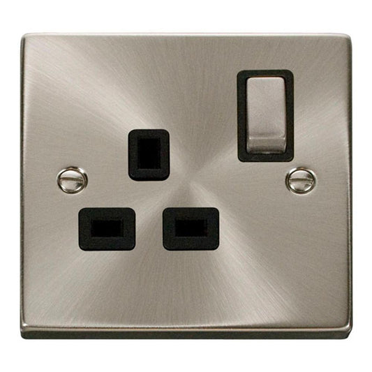 Click Satin Chrome 13A 1 Gang Single Socket - VPSC535BK