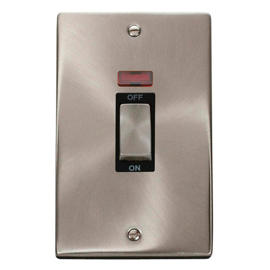Click Satin Chrome 2 Gang 45A Double Pole Switch With Neon - VPSC503BK