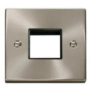 Click Deco VPSC402BK 1 Gang Minigrid Unfurnished Plate - 2 Apertures - Black - Satin Chrome