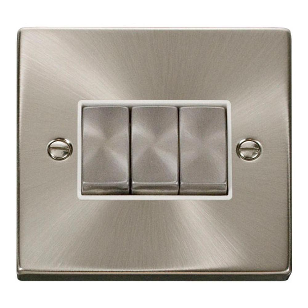 Click Satin Chrome 3 Gang 2 Way Light Switch - VPSC413WH