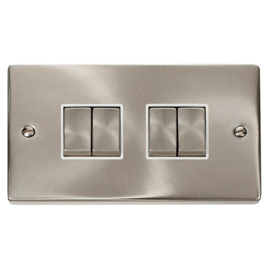 Click Satin Chrome 4 Gang 2 Way Light Switch - VPSC414WH