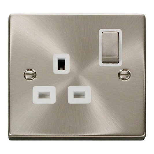 Click Satin Chrome 13A 1 Gang Single Socket - VPSC535WH