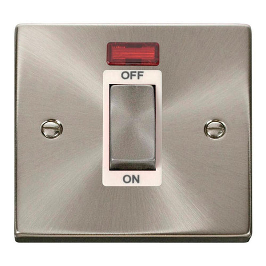 Click Satin Chrome 1 Gang 45A Double Pole Switch With Neon - VPSC501WH