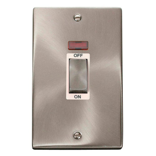 Click Satin Chrome 2 Gang 45A Double Pole Switch With Neon - VPSC503WH
