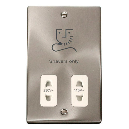 Click Satin Chrome 115/230V Dual Voltage Shaver Socket - VPSC100WH