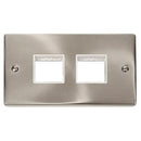 Click Deco VPSC404WH 2 Gang Minigrid Unfurnished Plate - 2 x 2 Apertures - White - Satin Chrome