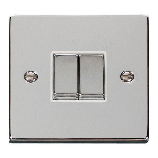 Click Polished Chrome 2 Gang 2 Way Light Switch - VPCH412WH