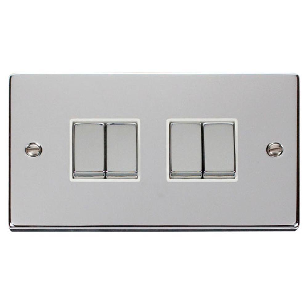 Click Polished Chrome 4 Gang 2 Way Light Switch - VPCH414WH