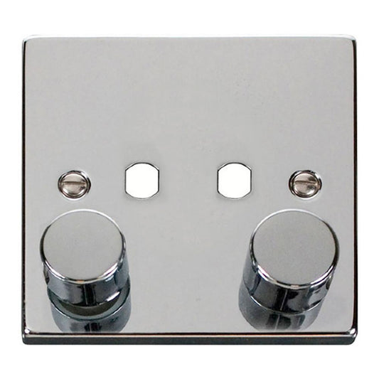 Click Polished Chrome 1 Gang 2 Apertures Unfurnished Dimmer Plate & Knobs - VPCH152PL