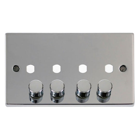 Click Polished Chrome 2 Gang 4 Apertures Unfurnished Dimmer Plate & Knobs - VPCH154PL