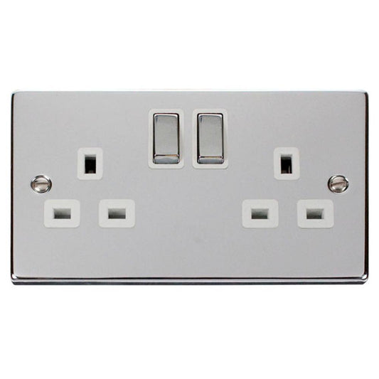 Click Polished Chrome 13A 2 Gang Double Socket - VPCH536WH