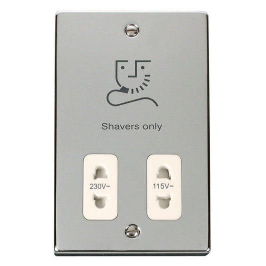 Click Polished Chrome 115/230V Dual Voltage Shaver Socket - VPCH100WH