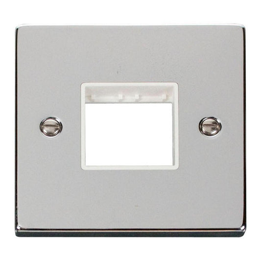 Click Deco VPCH402WH 1 Gang Minigrid Unfurnished Plate - 2 Apertures - White - Polished Chrome