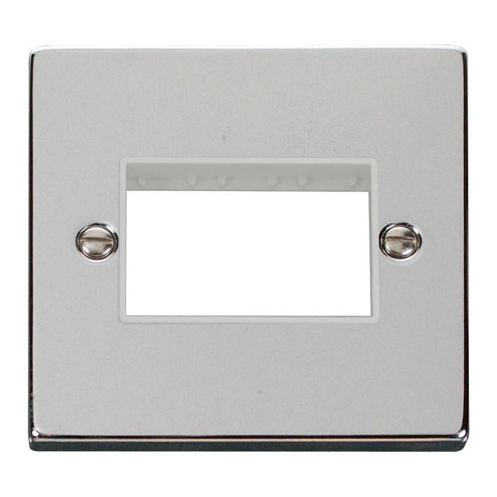 Click Deco VPCH403WH 1 Gang Minigrid Unfurnished Plate - 3 Apertures - White - Polished Chrome