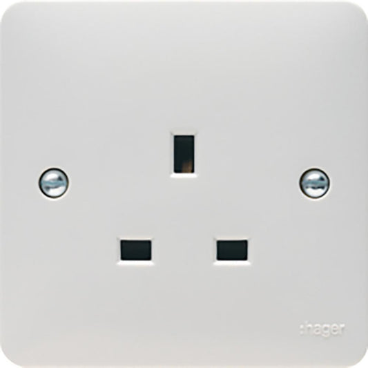 Hager 13A 1 Gang Unswitched Socket - WMS81