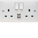 Hager Double Socket With USB Ports - WMSS82USB