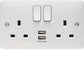 Hager Double Socket With USB Ports - WMSS82USB