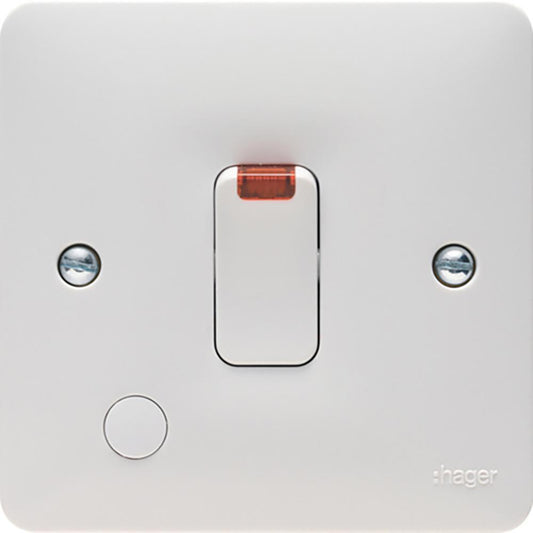 Hager 20A Double Pole Switch With LED Indicator & Flex Outlet - WMDP84FON