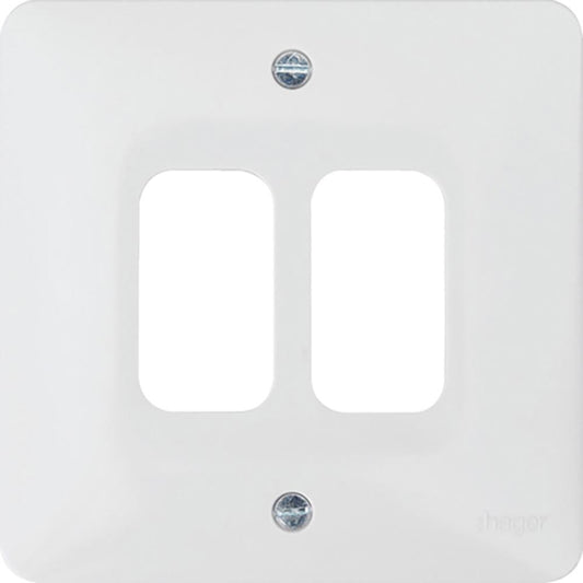 Hager WMGP2 2 Gang White Moulded Grid Plate