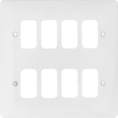 Hager WMGP8 8 Gang White Moulded Grid Plate