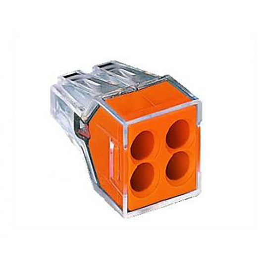 Wago 773-104 4 Way Push Wire Connector - Orange - Box of 100 - Pack of 100