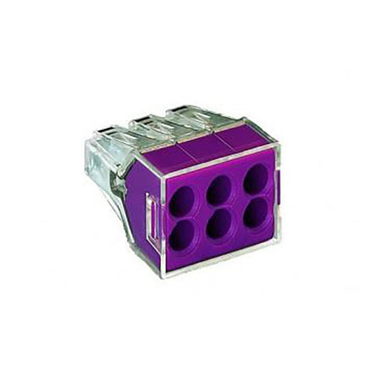 Wago 773-106 6 Way Push Wire Connector - Lilac - Box of 50