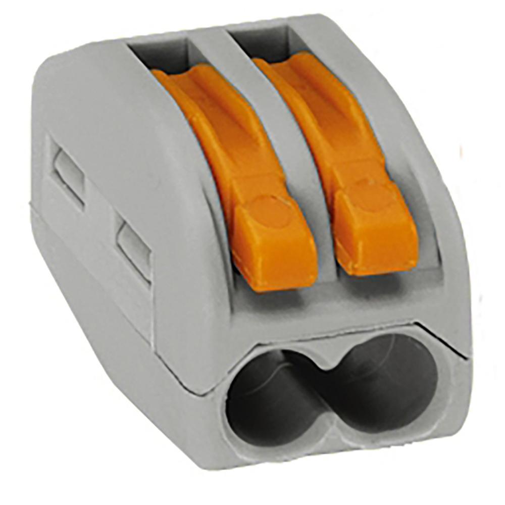Wago 222-412 2 Way Lever Connector - Grey/Orange - Box of 50