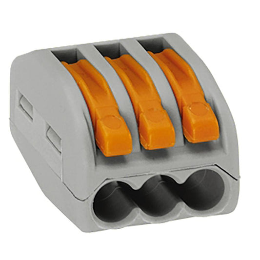 Wago 222-413 3 Way Lever Connector - Grey/Orange - Box of 50