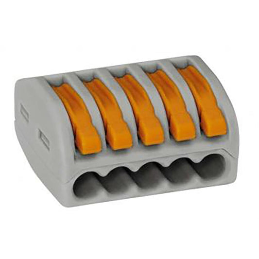 Wago 222-415 5 Way Lever Connector - Grey/Orange - Box of 40