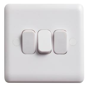 Deta Vimark Curve 10A 3 Gang 2 Way Light Switch - VC1205