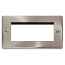 Click Deco 2 Gang New Media Unfurnished Plate - 4 Apertures - Satin Chrome
