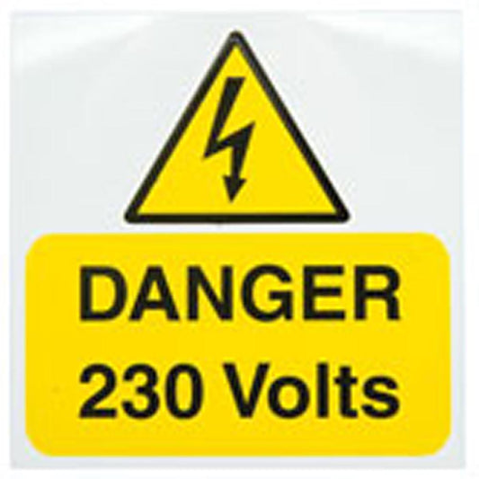 Industrial Signs IS1705RP Rigid Self Adhesive PVC - Danger 230 Volts Sign