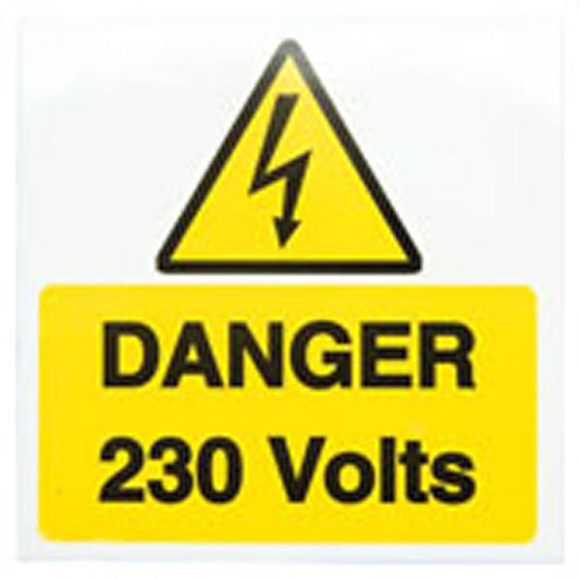 Industrial Signs IS1910SA Self Adhesive Vinyl - Danger 230 Volts Sign