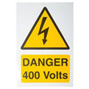Industrial Signs IS5101RP Rigid Self Adhesive PVC - Danger 400 Volts Sign
