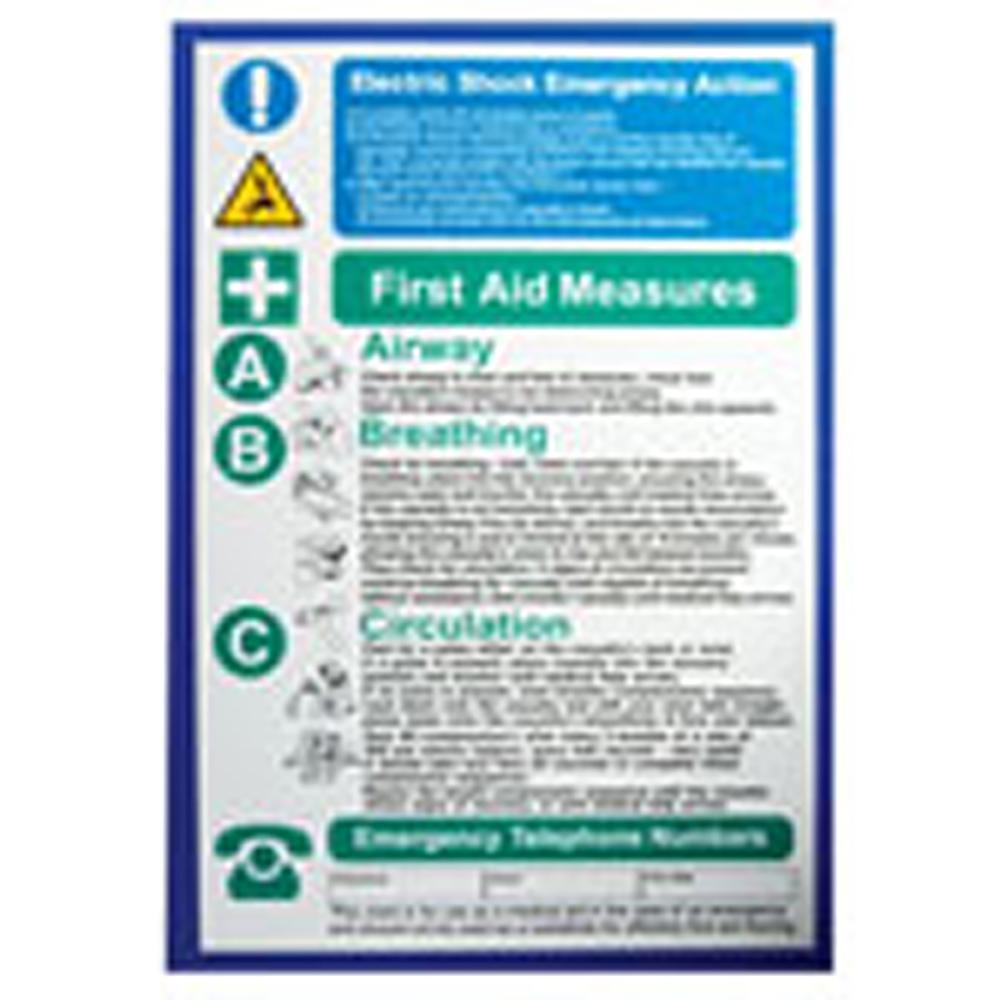 Industrial Signs IS2401RP Rigid Self Adhesive PVC - Electric Shock/First Aid Notice