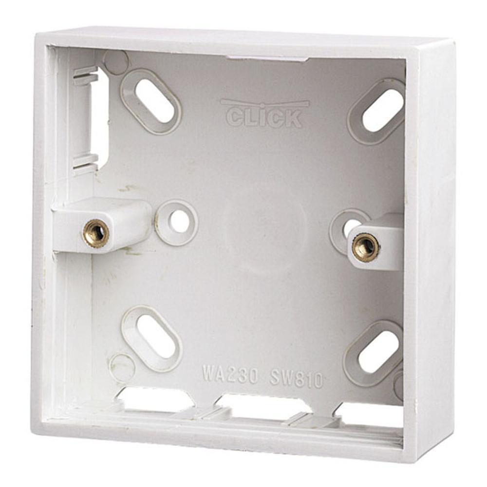 Click Polar 1 Gang 29mm Deep PVC Pattress Box - Trunking