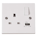 Click Polar 13A 1 Gang Switched Socket with 2.1A USB Outlet