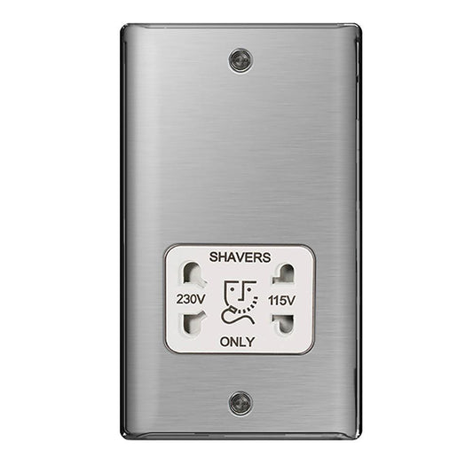 BG Brushed Steel 115/230V Shaver Socket - NBS20W