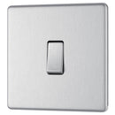 Bg Brushed Steel 10AX Plate Switch Intermediate - Screwless Flatplate