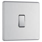 Bg Brushed Steel 10AX Plate Switch Intermediate - Screwless Flatplate