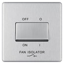 Bg Brushed Steel 10AX Plate Switch Fan Isolator 3 Pole - Screwless Flatplate