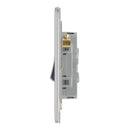 Bg Brushed Steel 10AX 2 Gang 2 Way Plate Switch - Screwless Flatplate