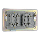 Bg Brushed Steel 10AX 4 Gang 2 Way Plate Switch - Screwless Flatplate