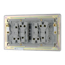 Bg Brushed Steel 10AX 4 Gang 2 Way Plate Switch - Screwless Flatplate