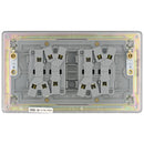 Bg Brushed Steel 10AX 4 Gang 2 Way Plate Switch - Screwless Flatplate