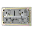 Bg Brushed Steel 13A 2 Gang Double Pole Switched Socket - Screwless Flatplate