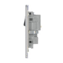 Bg Brushed Steel 13A 2 Gang Double Pole Switched Socket - Screwless Flatplate