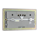 Bg Brushed Steel 13A 2 Gang Unswitched Socket + USB (4 Port 42A) - Grey - Screwless Flatplate