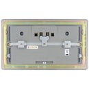 Bg Brushed Steel 13A 2 Gang Unswitched Socket + USB (4 Port 42A) - Grey - Screwless Flatplate